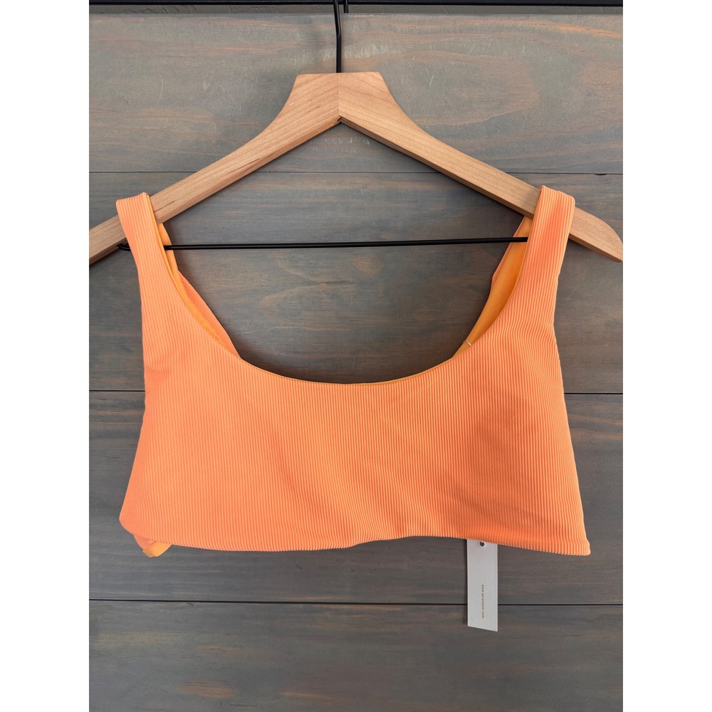 Serei Swim Orange Ribbed Scoop‎ Neck Bikini Top XL New Made in California